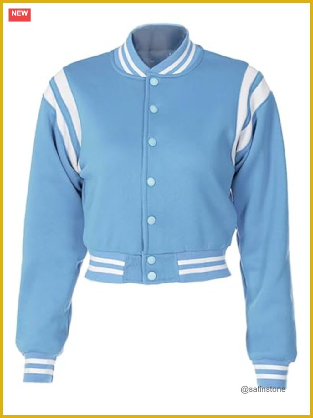 Cropped Varsity Baseball Jacket Bomber Coat Long Sleeve Snap Button Streetwear